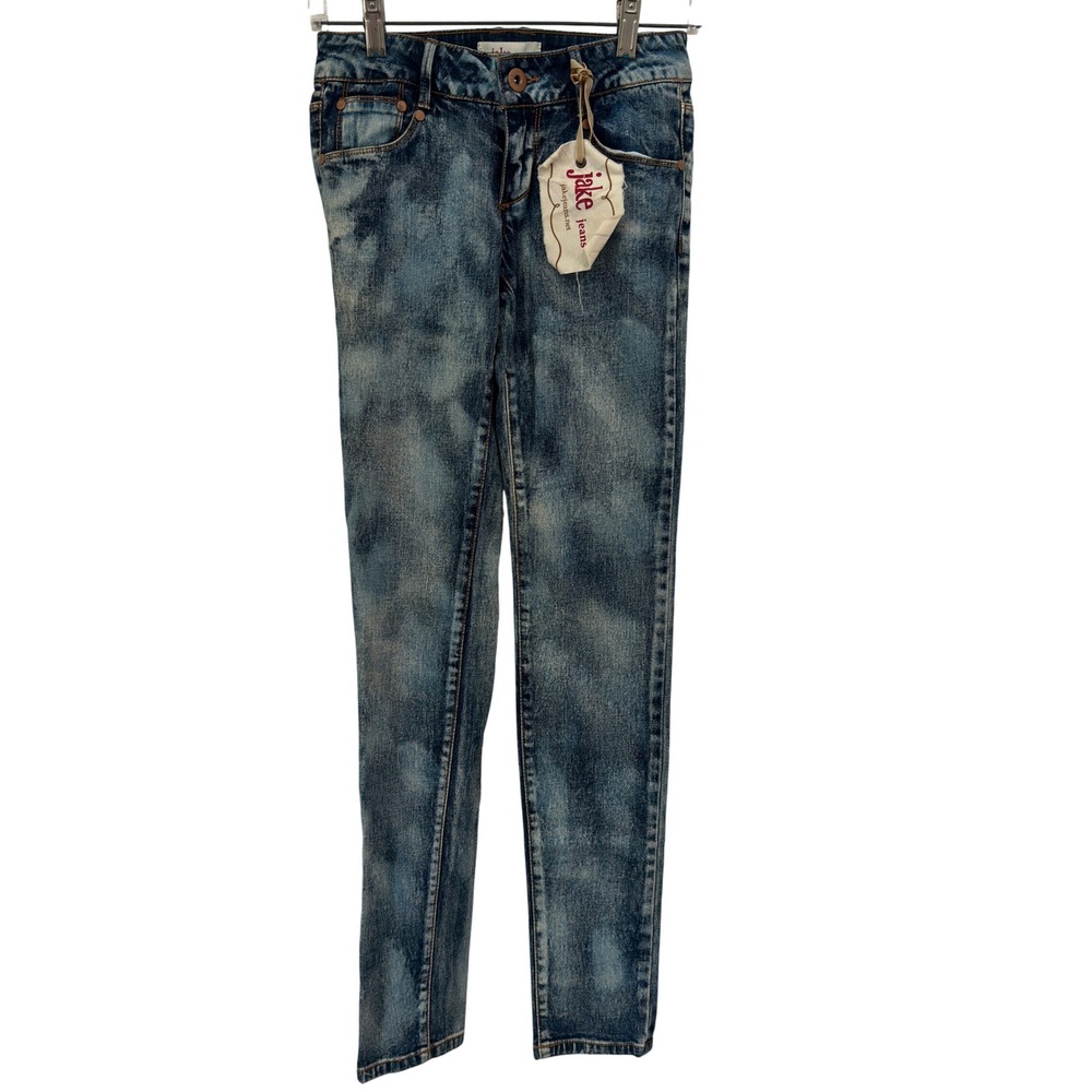 NWT Y2K Jake Jeans Mia Super Skinny Acid Wash Blue Cotton Blend Stretch‎ Sz 1